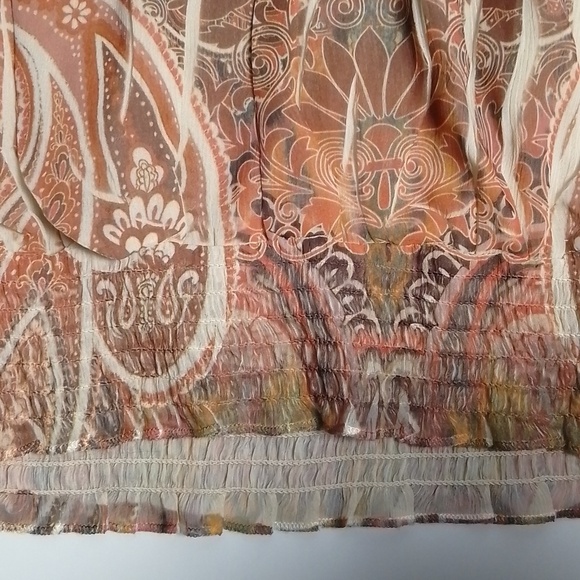 One world size 2x flutter sleeve earth tones boho elastic waist square neckline - Picture 4 of 6